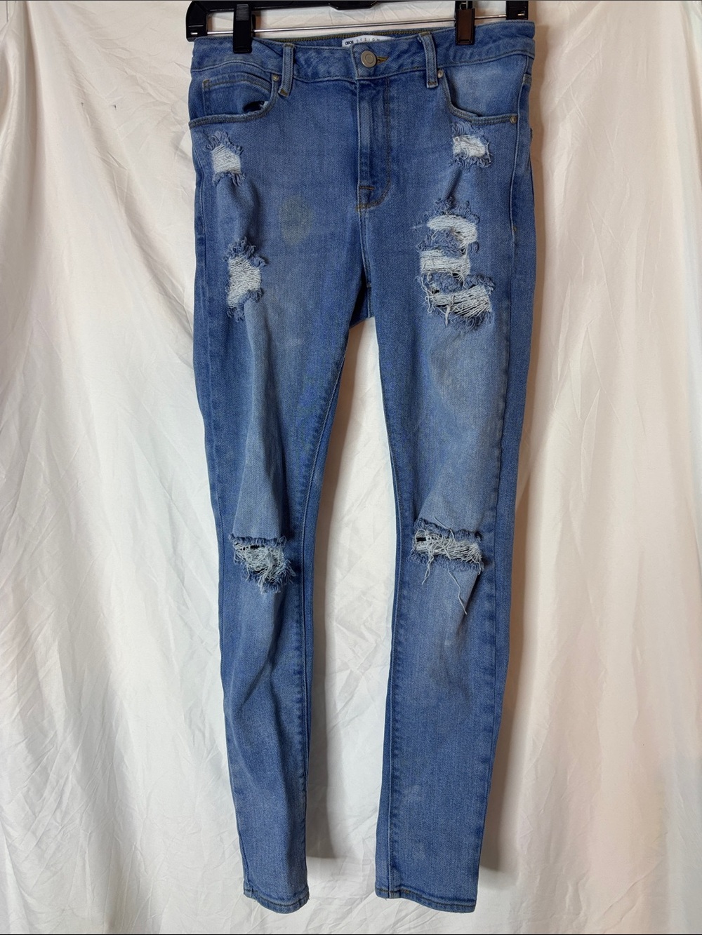ASOS Distressed Skinny Jeans in Light Blue